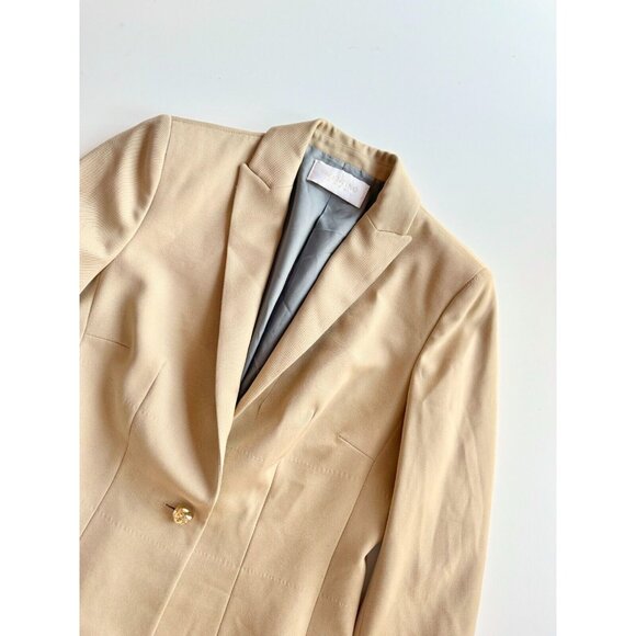 Vintage 90's VALENTINO ROMA Tan Gabardine Twill Slim Fit Blazer, Size 42/8 - Picture 6 of 15